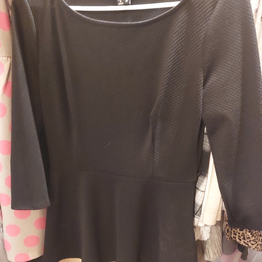 Sequin hearts dress, size 9, black with tan stripes on the skirt